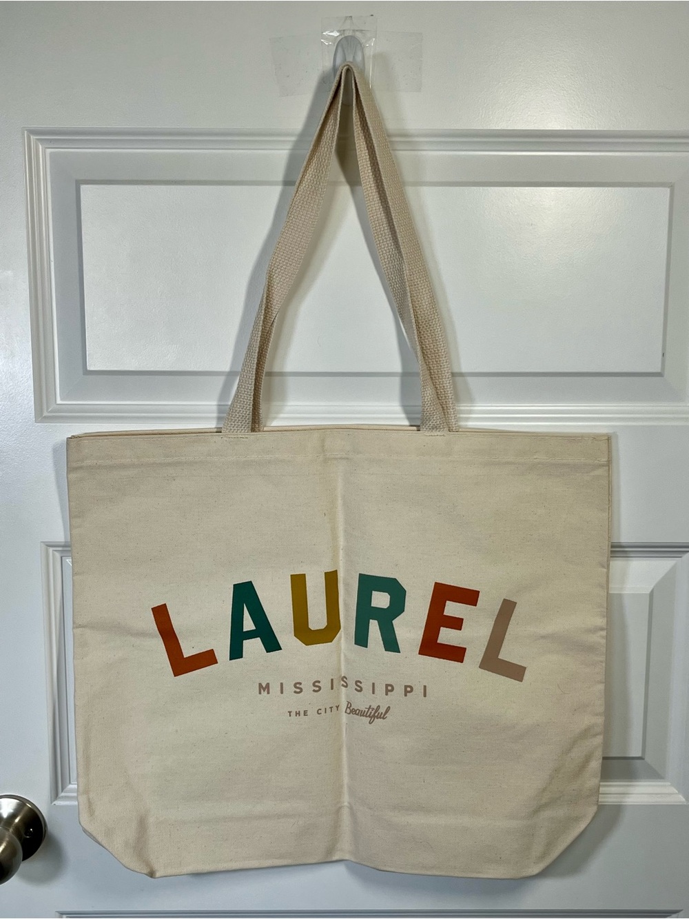 Laurel Mississippi The City Beautiful Large Canvas Tote Bag